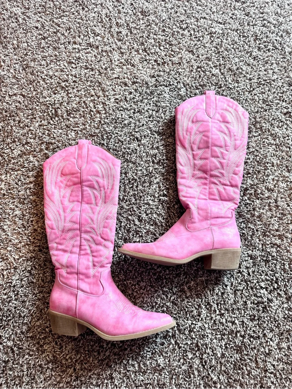 Pink Faux Leather Wester Cowboy Boots Barbie Cowboy Barbiecore 9 - Picture 2 of 11